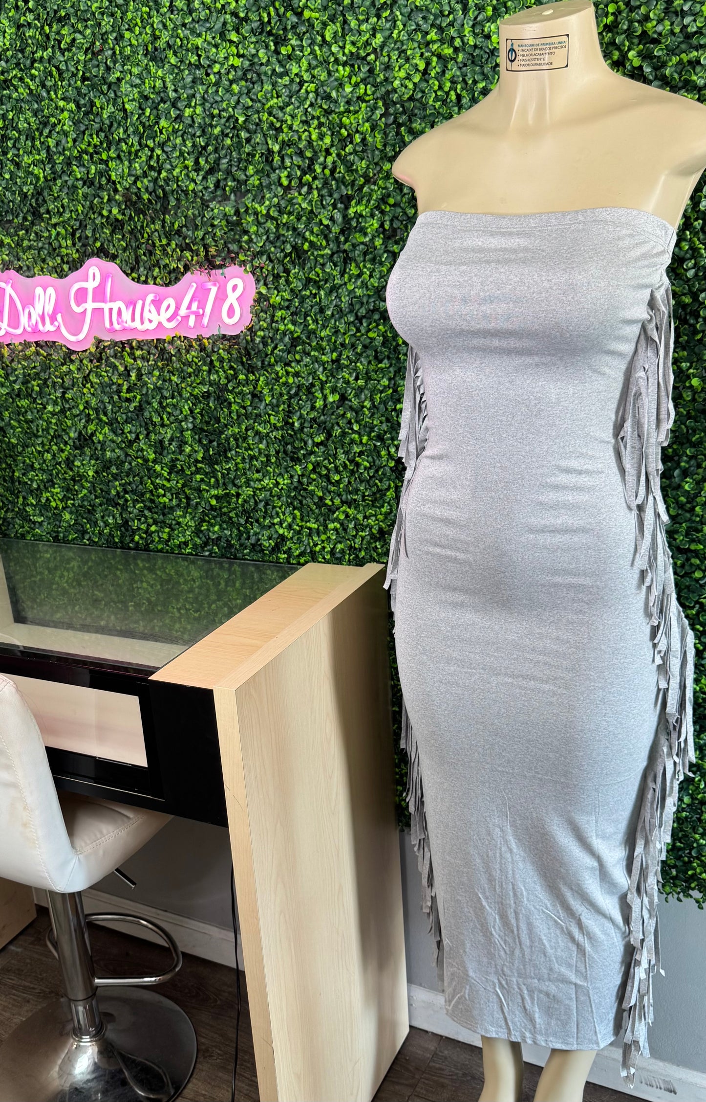 Gray Fringe Dress